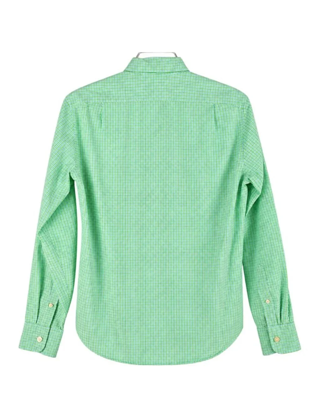 J.Crew Mens S Green Plaid 100% Cotton Slim Fit Button Up Shirt Long Sleeve